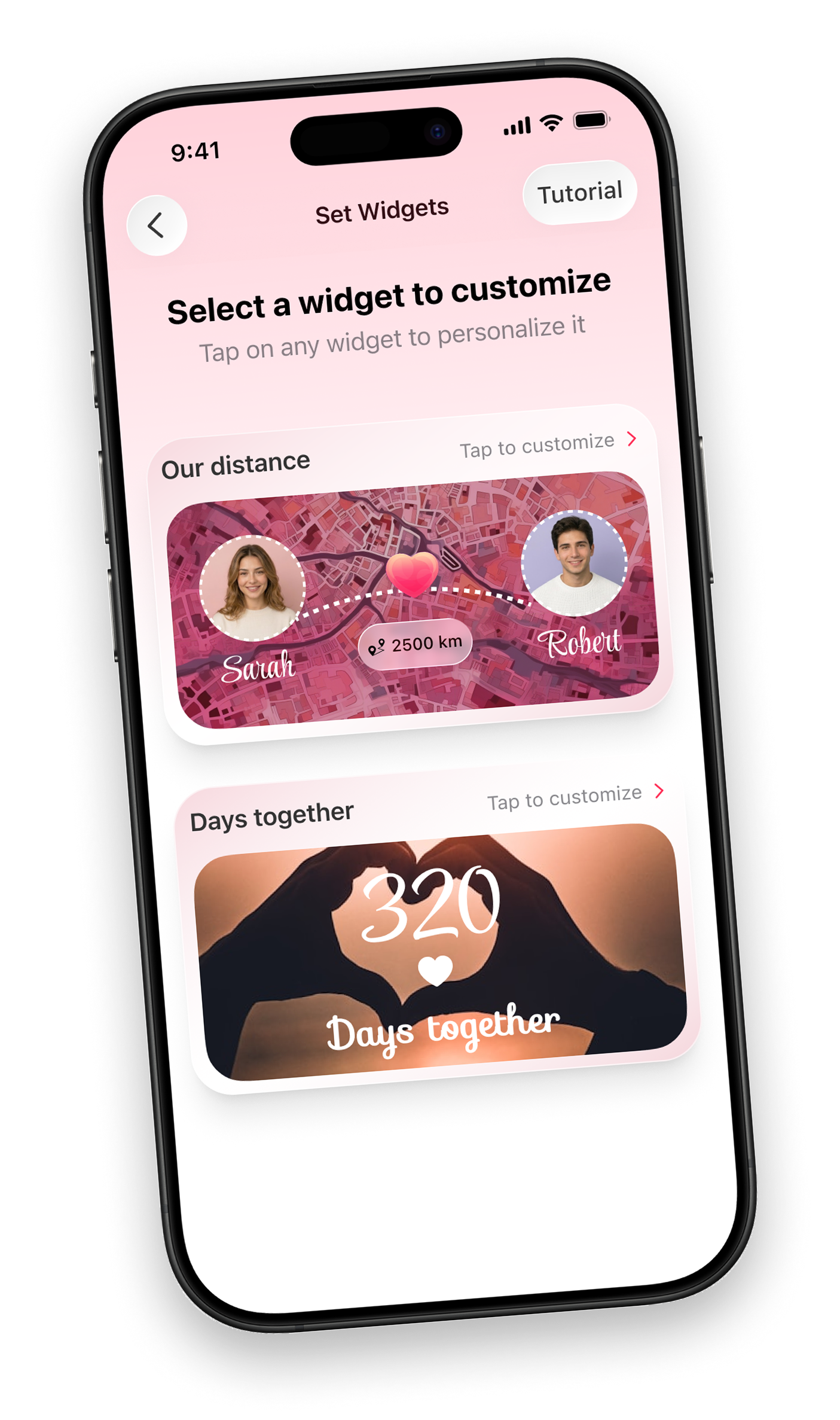 My Love widgets displayed on an iPhone